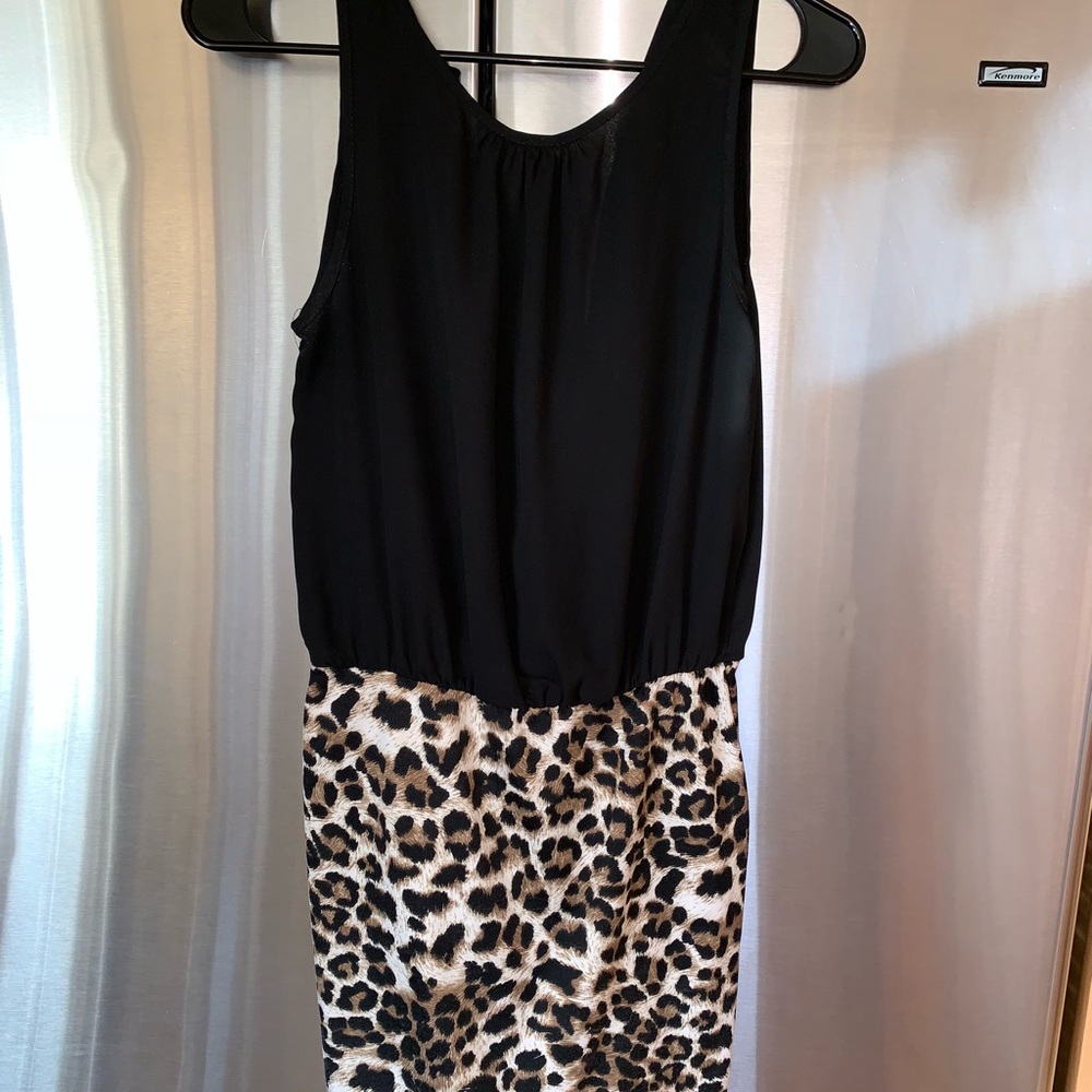 Black/Cheetah Print mini dress